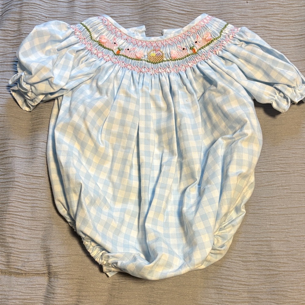 Sweet Dreams Blue and Pink Checkered Bodysuit EASTER 3 m